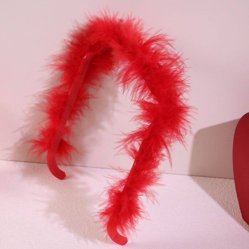 Fashion Red Plush Thin Edge Headband