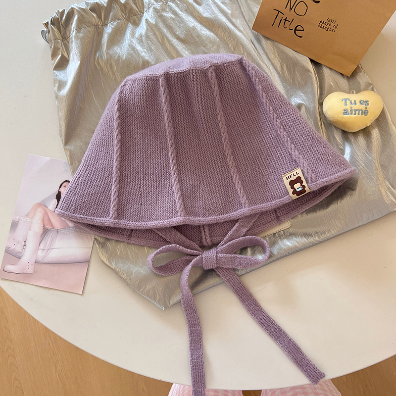 Fashion Pink Purple Cotton Patch-knit Bucket Hat