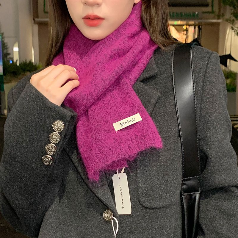 Fashion Ebony Color Polyester Knitted Patch Scarf