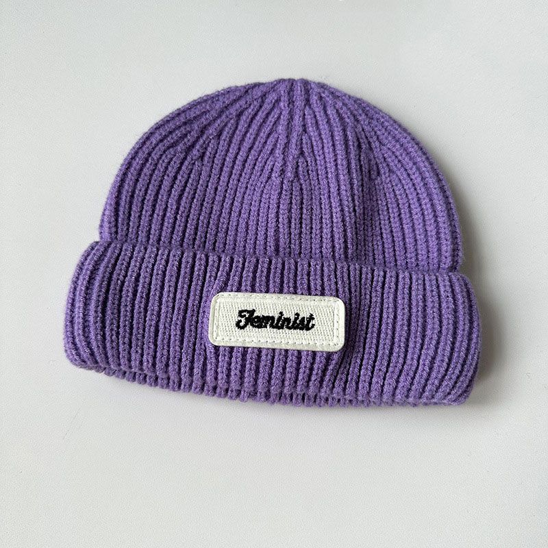 Fashion Purple Polyester Patch Knitted Children's Beanie