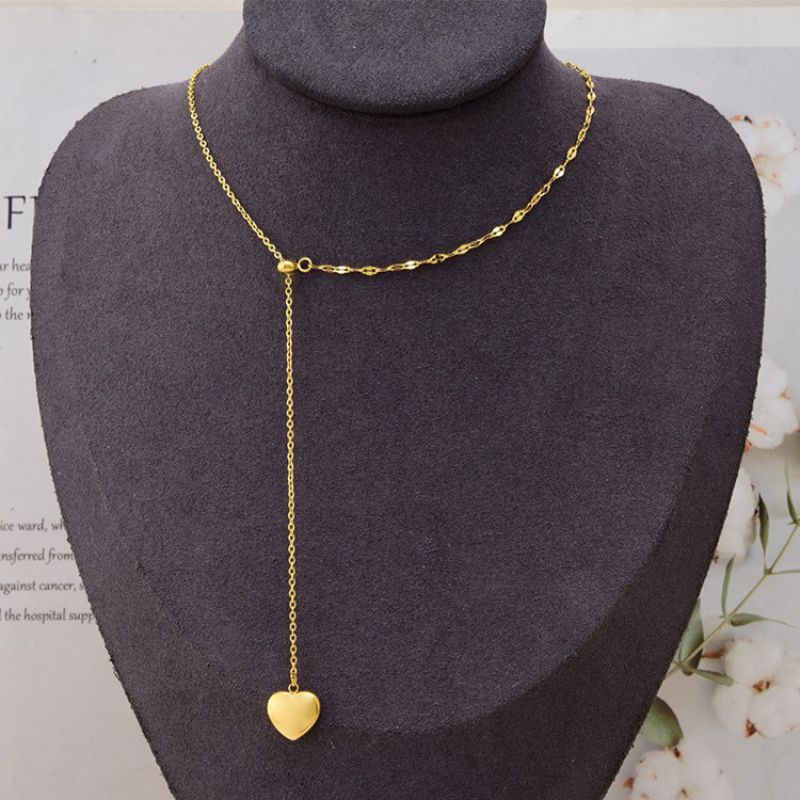 Fashion Gold Titanium Steel Love Y Shape Necklace