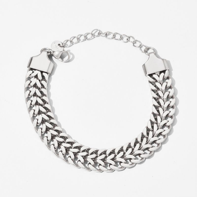 Fashion (double-sided Polishing) Bracelet Silver Sbp354 Stainless Steel Geometric Chain Bracelet