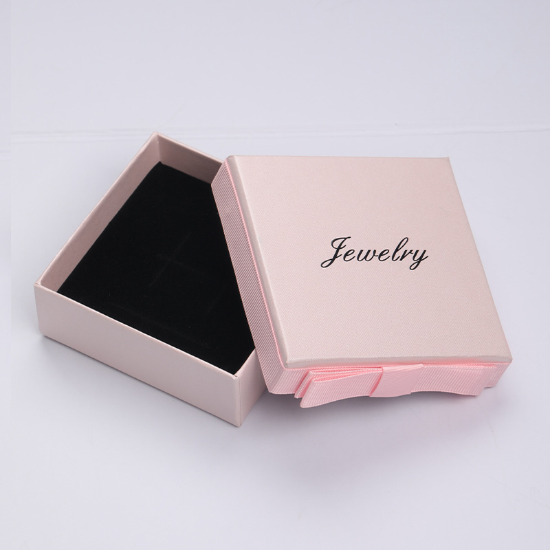 Fashion Pink Bow Gift Box Square Jewelry Packaging Box