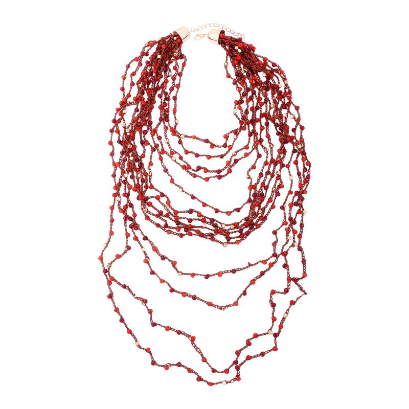 Fashion Red Multi-layered Beaded Necklace