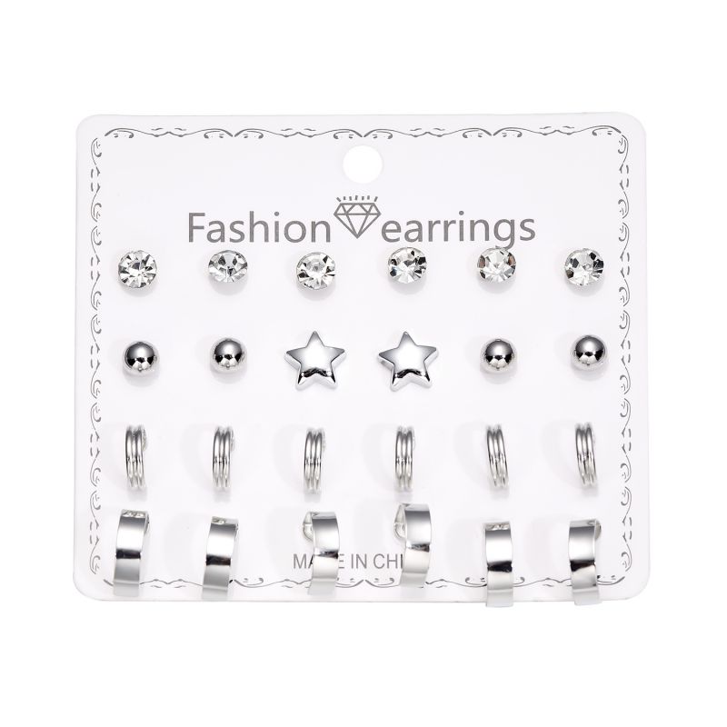 Fashion 5# Alloy Diamond Geometric Earring Set