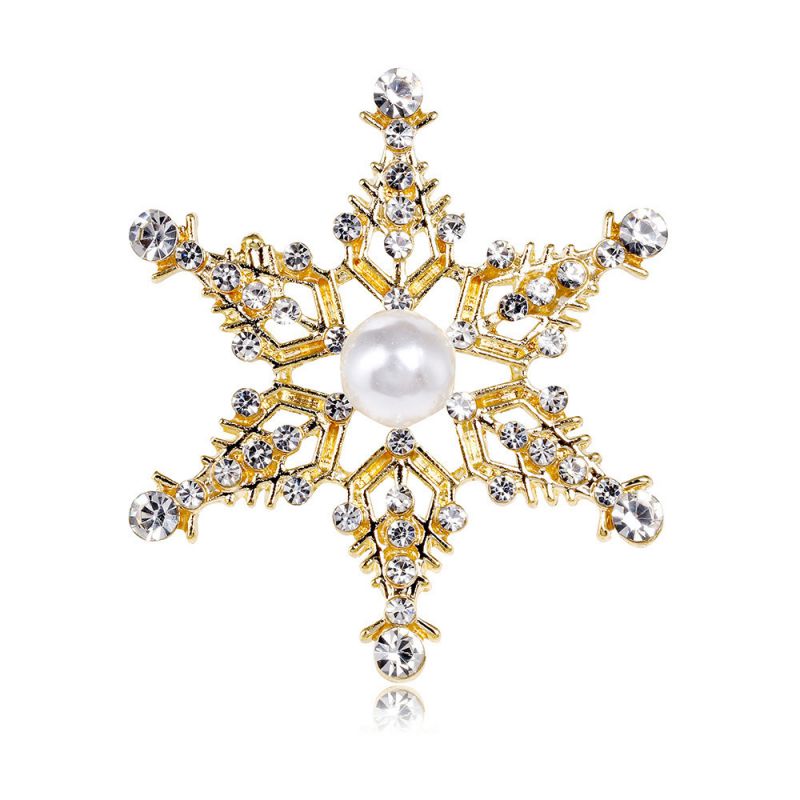 Fashion 3# Alloy Diamond Snowflake Brooch