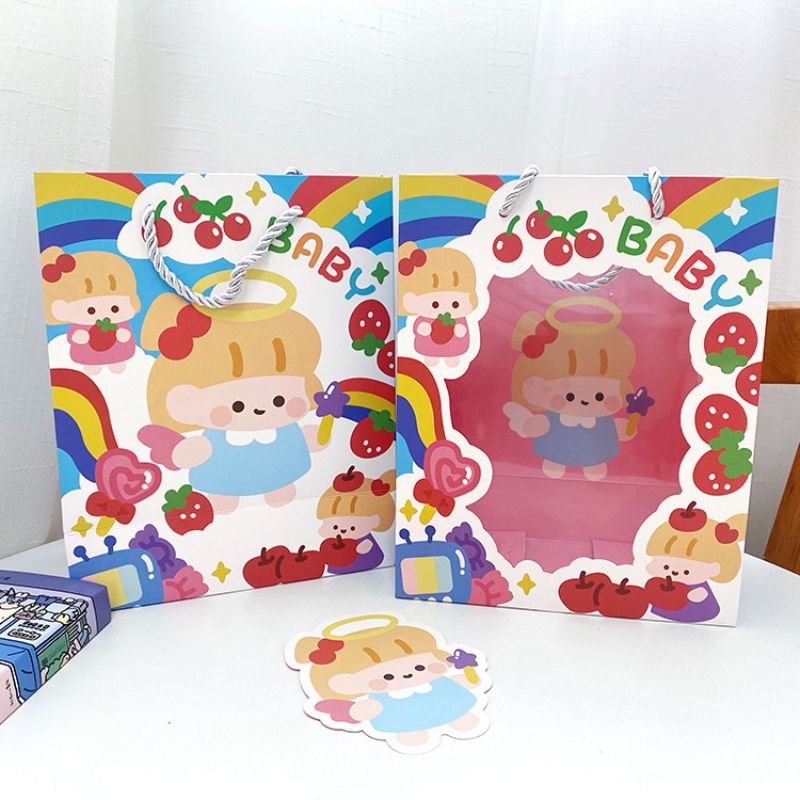 Fashion Rainbow Baby Geometric Print Square Gift Bag