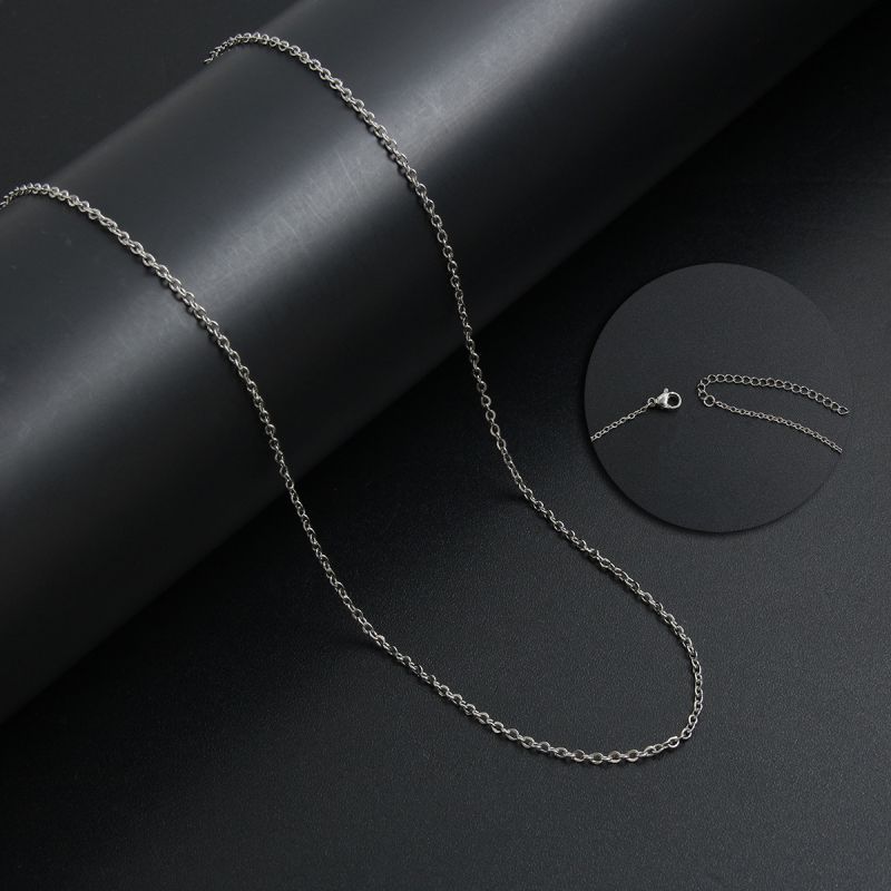 Fashion Steel Color 0.15*45+5cm Np02-2 Stainless Steel Geometric Chain Necklace