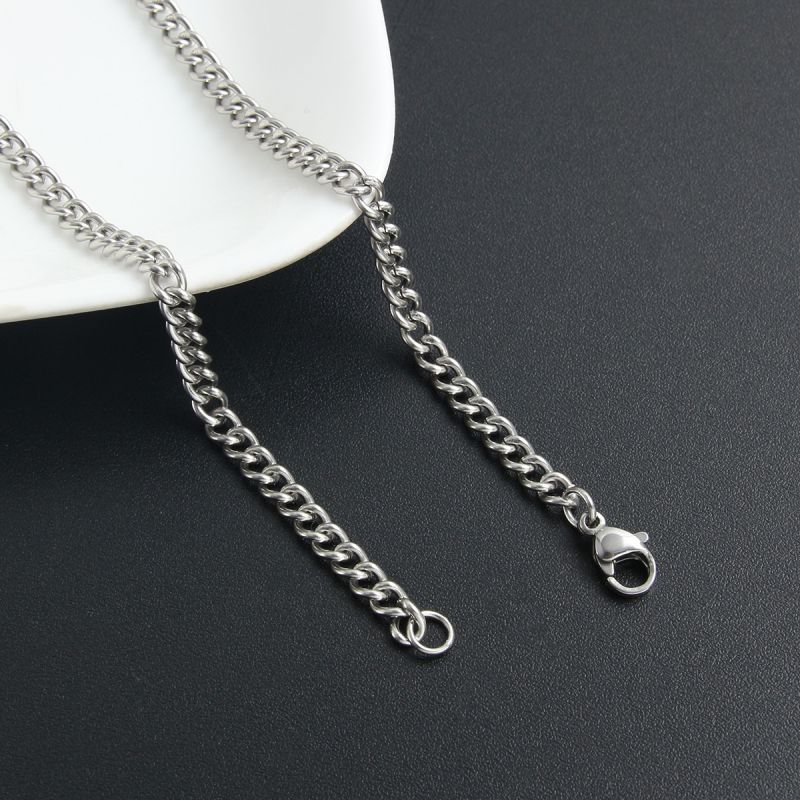 Fashion Steel Color 0.4*40cm No11-1 Stainless Steel Geometric Chain Men's Necklace With Chain
