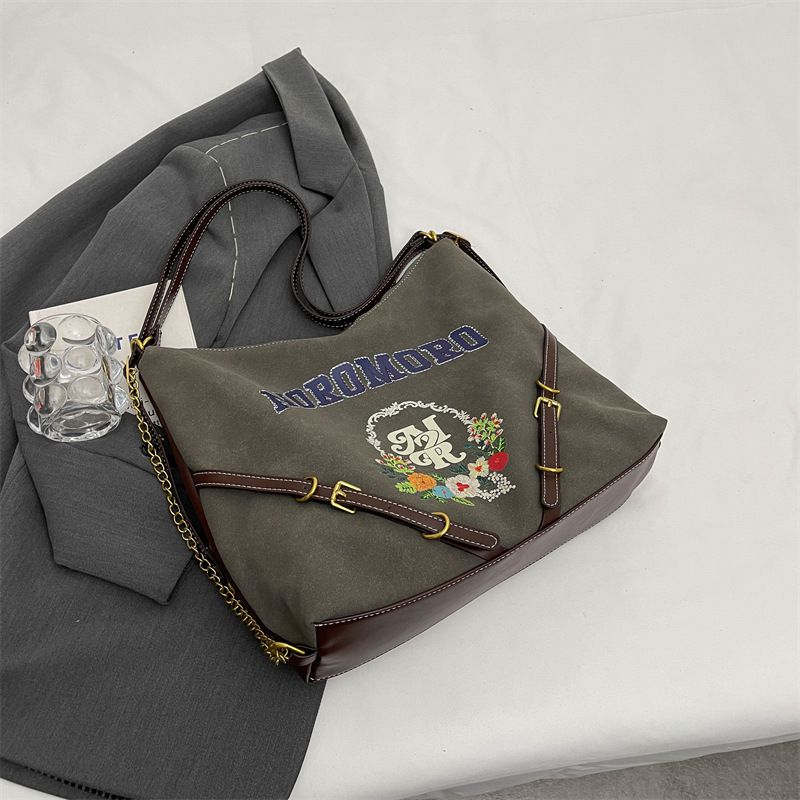 Fashion Grey Velvet Printed Large Capacity Backpack