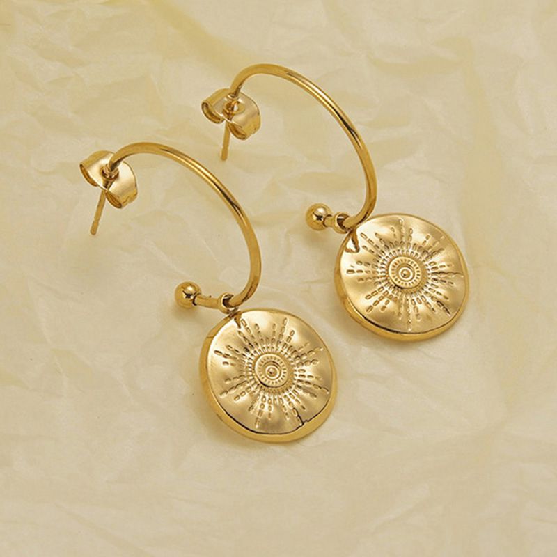 Fashion D Stainless Steel Round Earrings