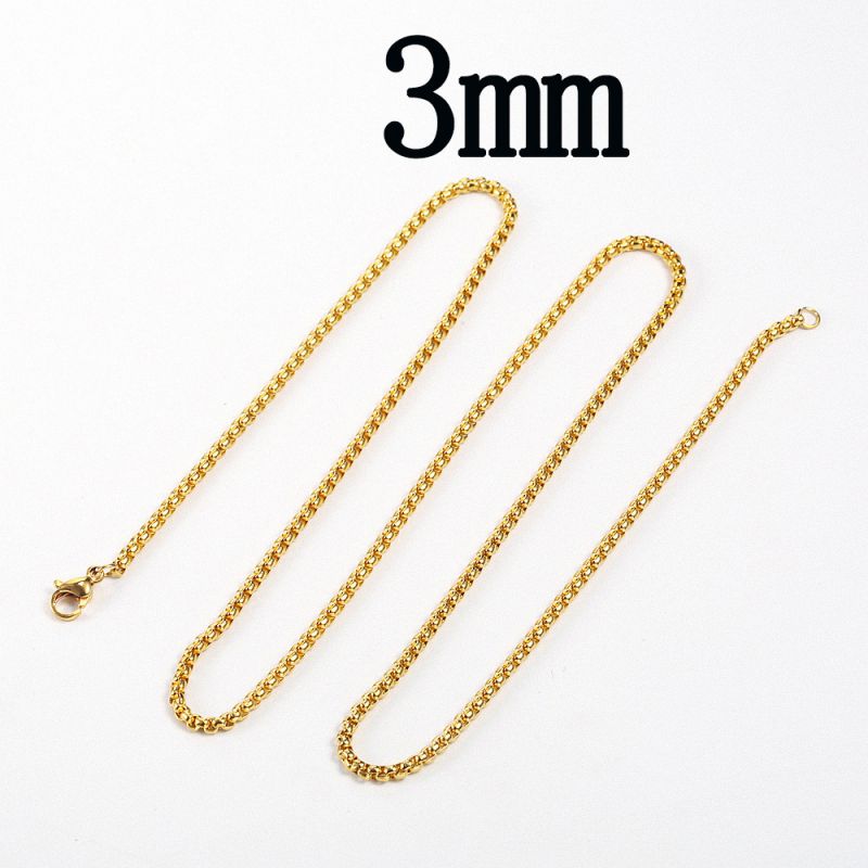 Fashion 3mm60cm Gold Stainless Steel Geometric Chain Diy Necklace