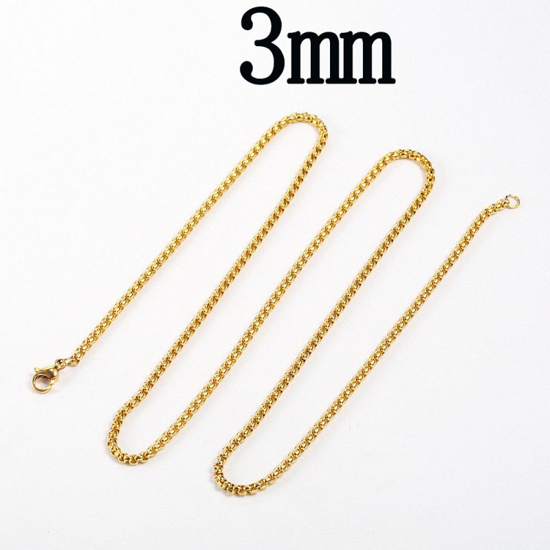 Fashion 3mm75cm Gold Stainless Steel Geometric Chain Diy Necklace