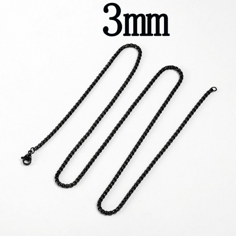 Fashion 3mm50cm Black Stainless Steel Geometric Chain Diy Necklace
