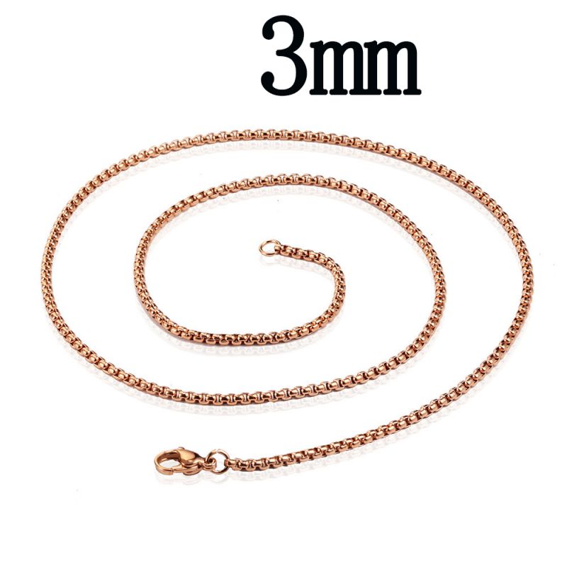 Fashion 3mm60cm Rose Gold Stainless Steel Geometric Chain Diy Necklace
