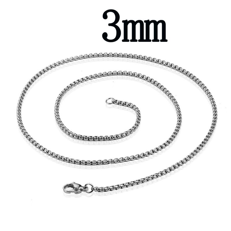 Fashion 3mm45cm Steel Color Stainless Steel Geometric Chain Diy Necklace
