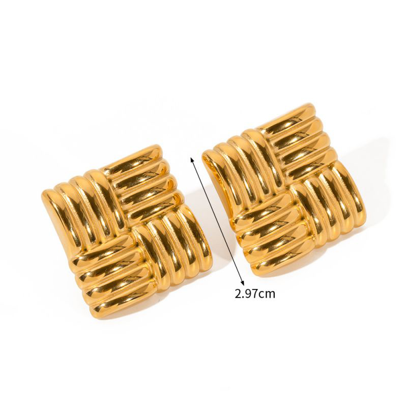 Fashion 1# Stainless Steel Square Textured Earrings