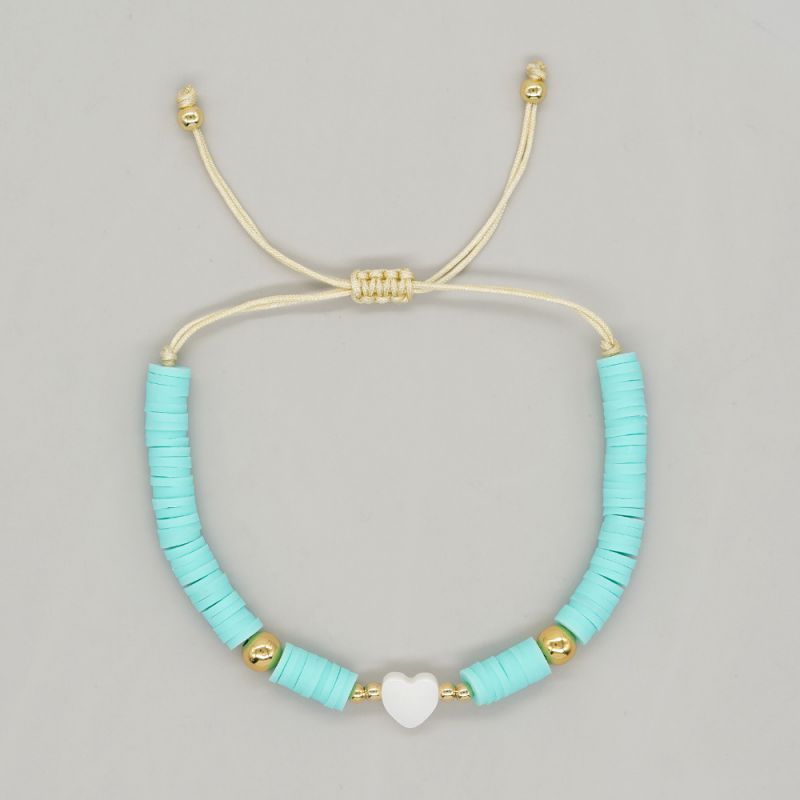 Fashion E Colorful Polymer Clay Beaded Love Bracelet