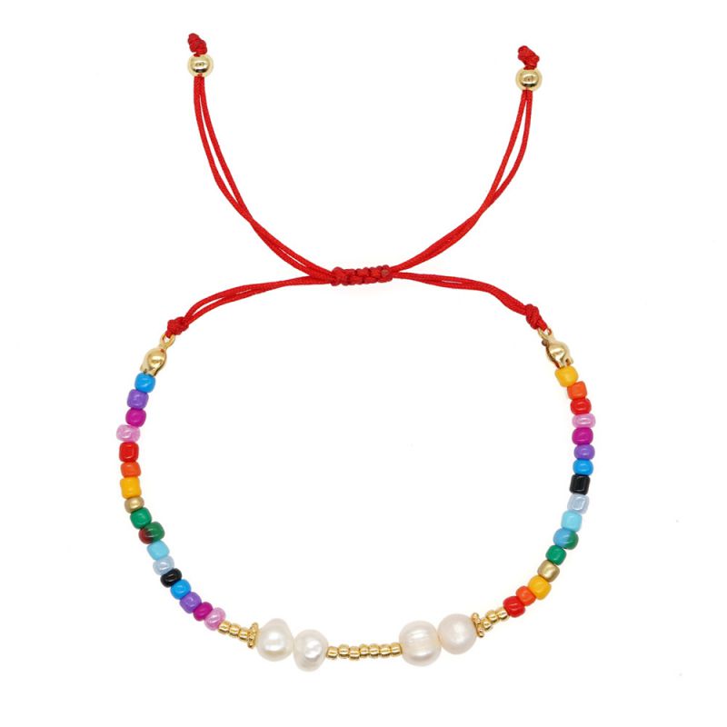 Fashion Color Colorful Rice Beads And Pearl Beads Bracelet