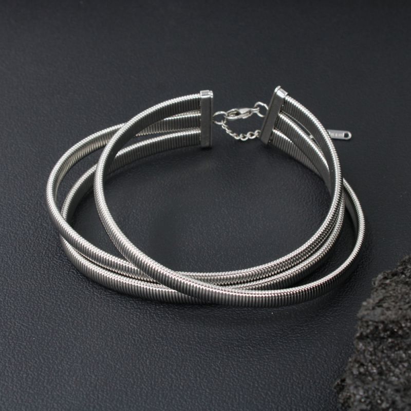 Fashion Silver Stainless Steel Snake Bone Multi-layer Collar