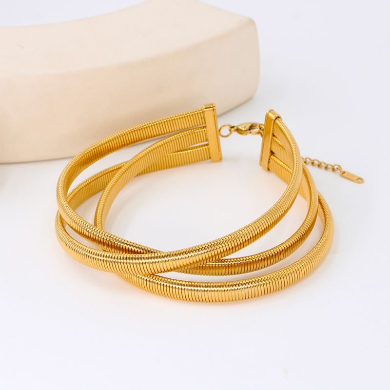 Fashion Gold Stainless Steel Snake Bone Multi-layer Collar