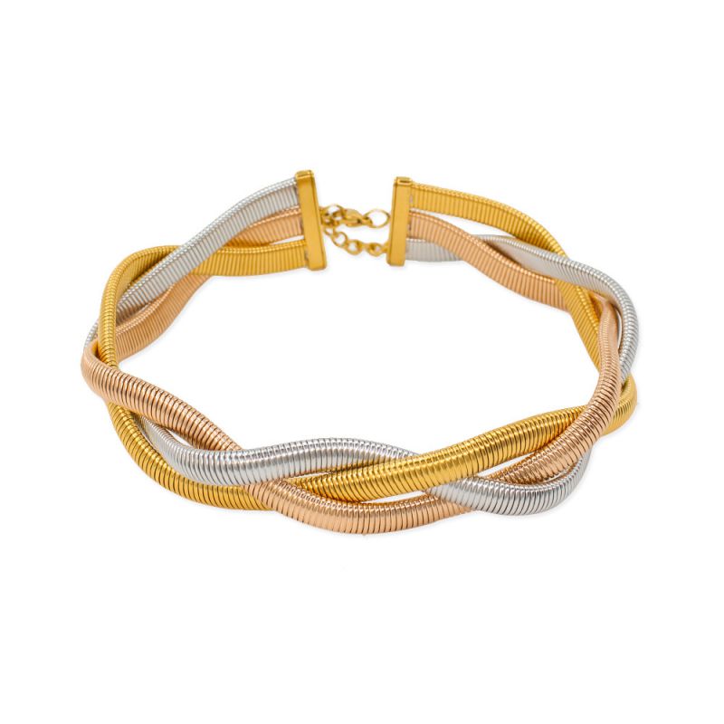 Fashion Three Colors (steel-gold-rose Gold) Stainless Steel Snake Bone Chain Multi-layer Collar