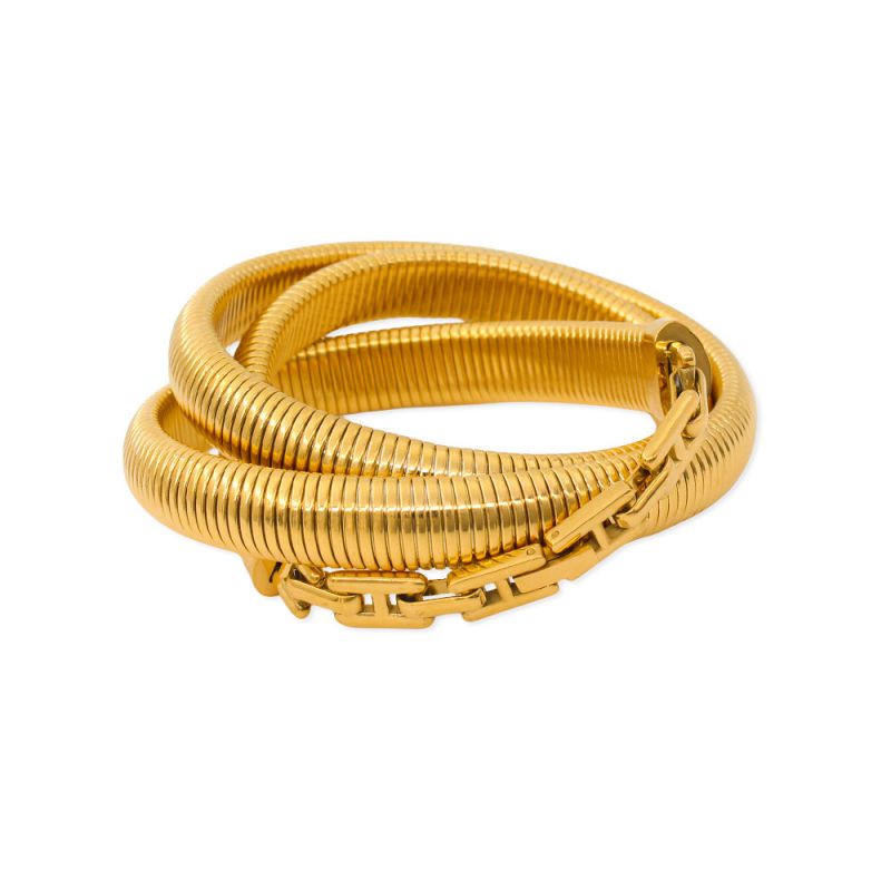 Fashion Gold Stainless Steel Snake Bone Chain Cross Bracelet For Men