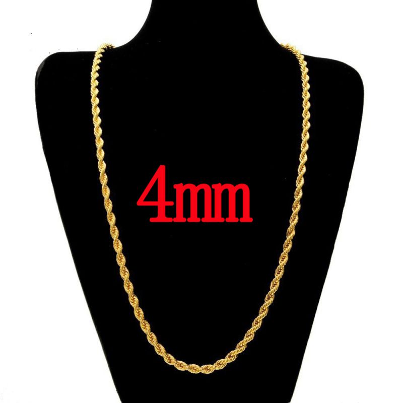 Fashion 4mm55cm Gold Stainless Steel Geometric Twist Chain Necklace