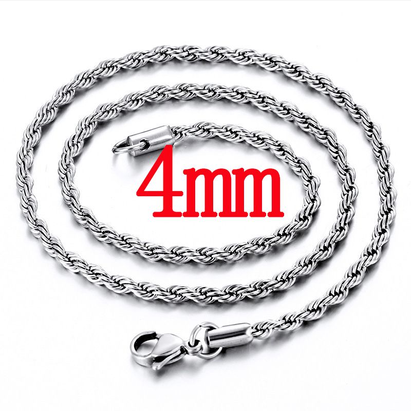 Fashion 4mm60cm Steel Color Stainless Steel Geometric Twist Chain Necklace