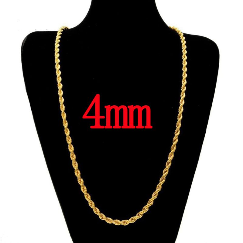 Fashion 4mm65cm Gold Stainless Steel Geometric Twist Chain Necklace