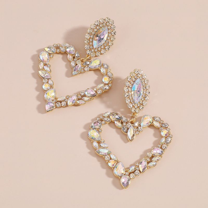 Fashion 8# Alloy Diamond Love Earrings