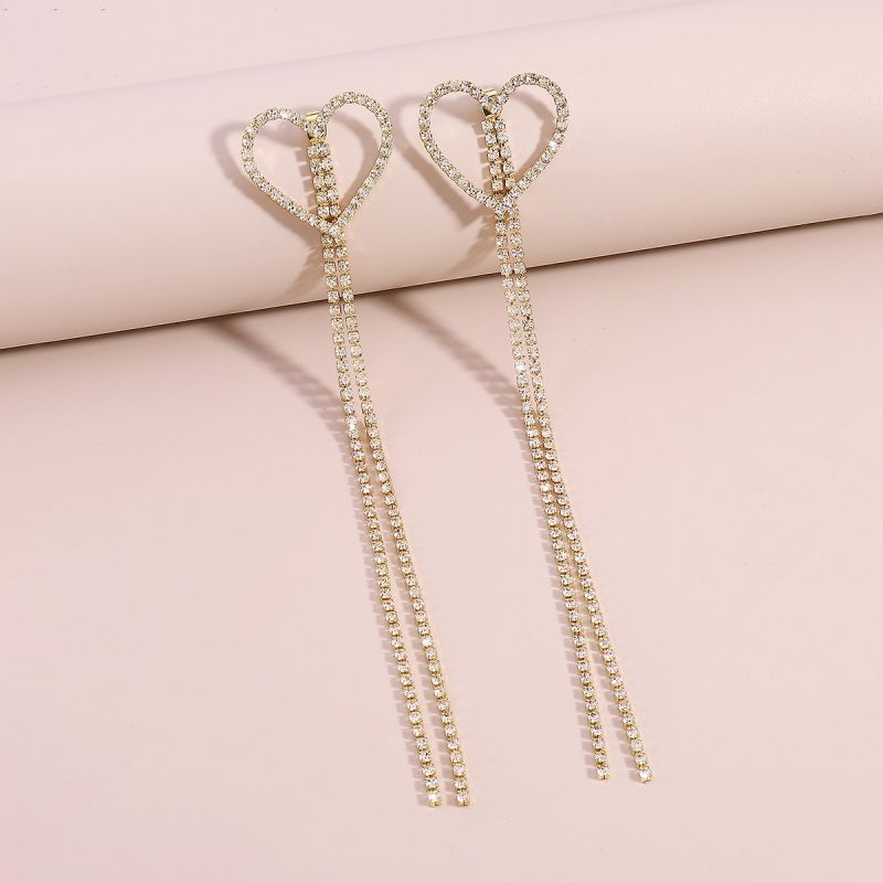 Fashion 10# Alloy Diamond Love Earrings