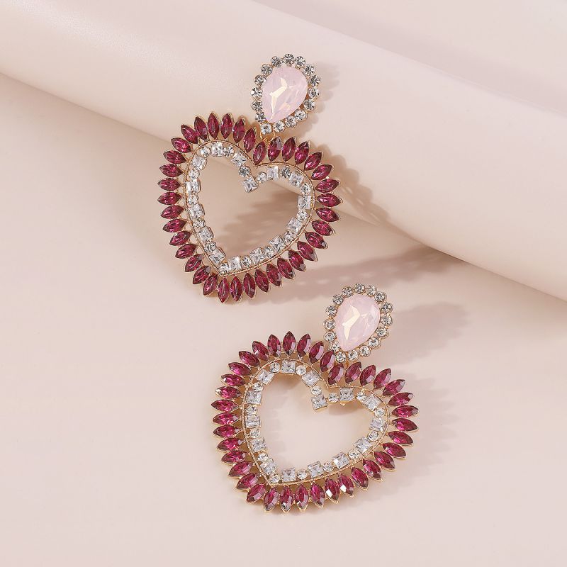 Fashion 12# Alloy Diamond Love Earrings