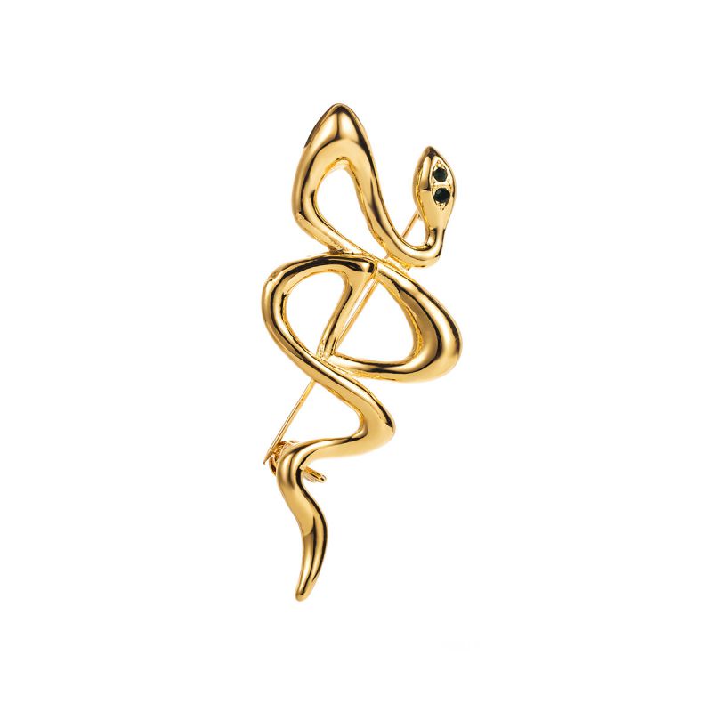 Fashion Gold Stainless Steel Snake Brooch