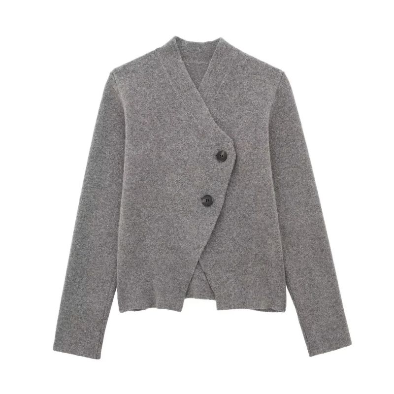 Fashion Grey Knitted Cardigan Jacket