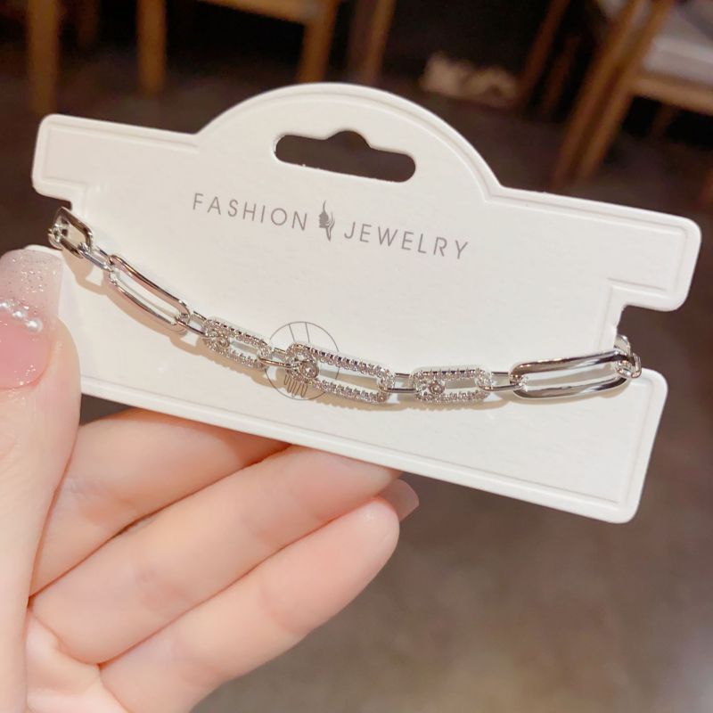 Fashion Silver - Interlocking Zircon Bracelet (thick Real Gold Plating) Copper Inlaid Zirconium Geometric Chain Bracelet