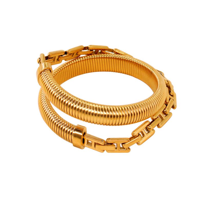 Fashion Gold Titanium Steel Cross Double Bracelet