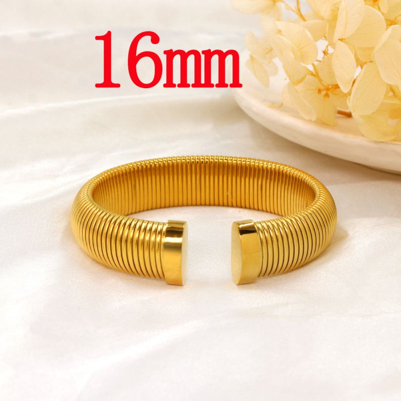 Fashion 16mm Gold Titanium Steel Geometric Open Bracelet