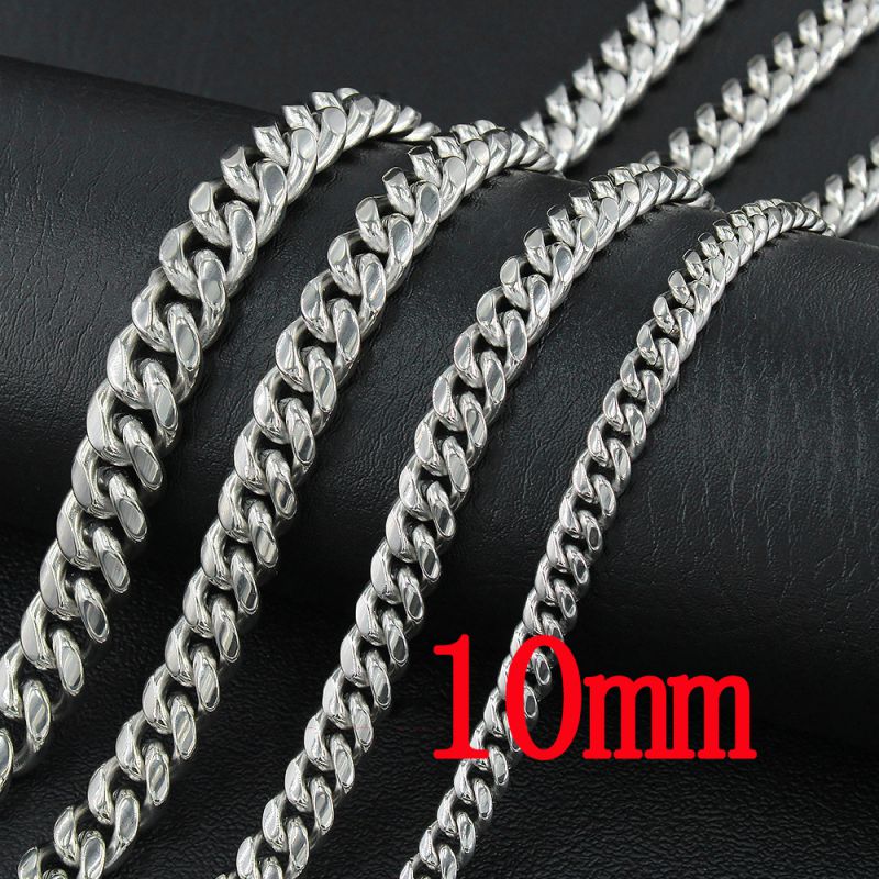 Fashion Steel Color 10mm20cm Stainless Steel Geometric Chain Men's Necklace