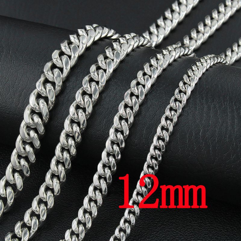 Fashion Steel Color 12mm20cm Stainless Steel Geometric Chain Men's Necklace