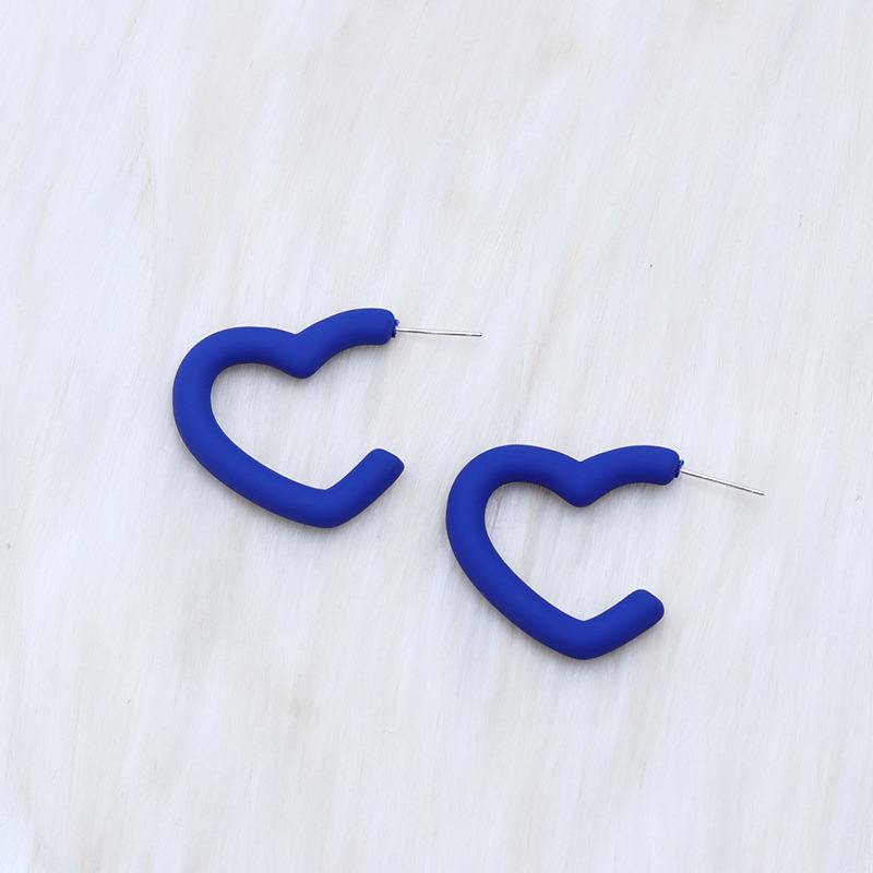 Fashion Royal Blue Love Heart Acrylic Love Earrings