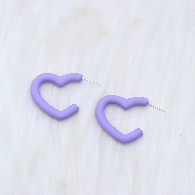 Fashion Purple Heart Acrylic Love Earrings