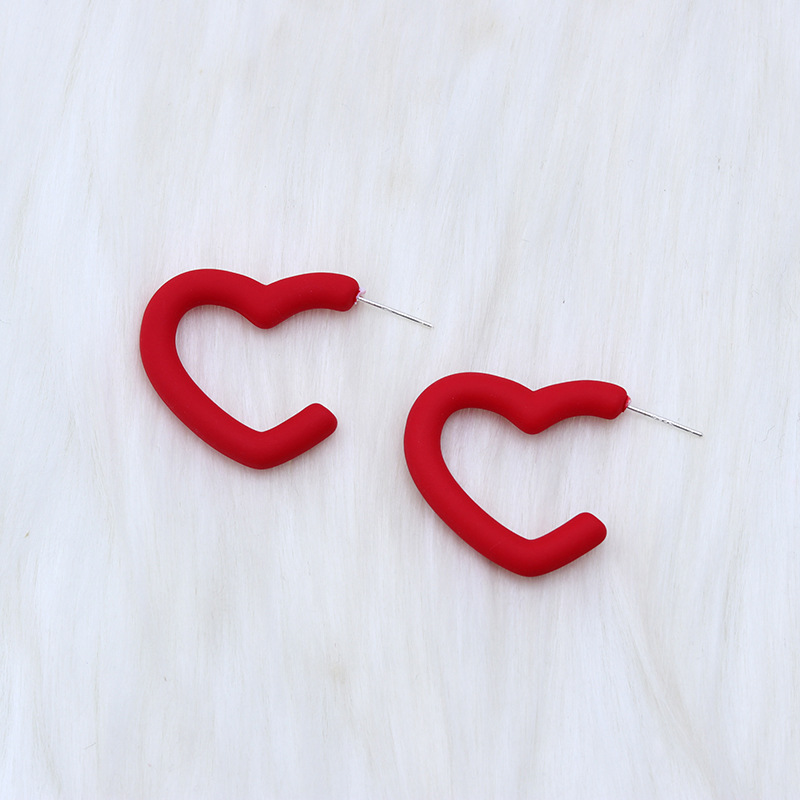 Fashion Red Love Heart Acrylic Love Earrings