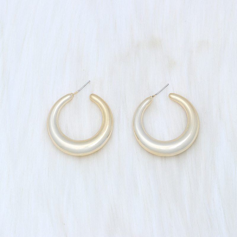 Fashion Electroplated Golden Crescent C Acrylic Geometric C-shaped Earrings