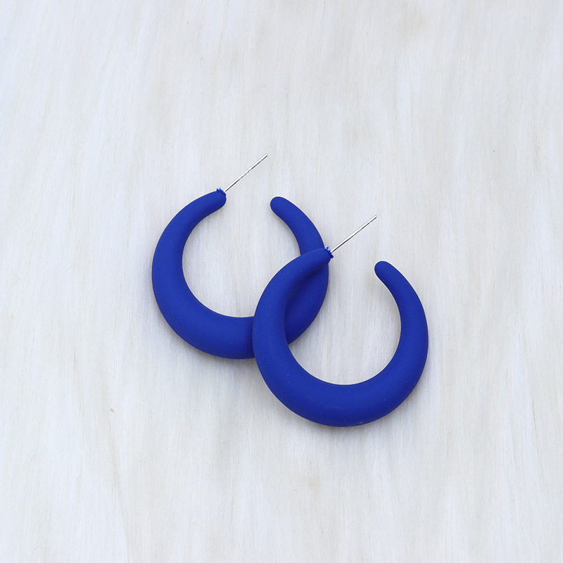 Fashion Royal Blue Crescent C Acrylic Geometric C-shaped Earrings
