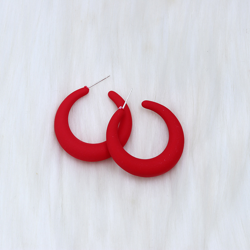 Fashion Red Crescent C Acrylic Geometric C-shaped Earrings