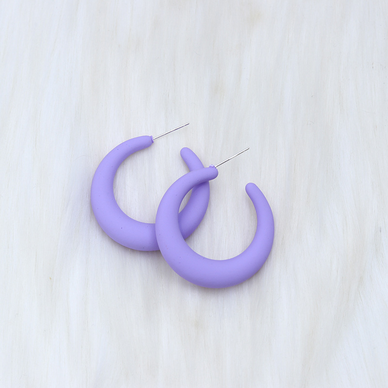 Fashion Purple Crescent C Acrylic Geometric C-shaped Earrings