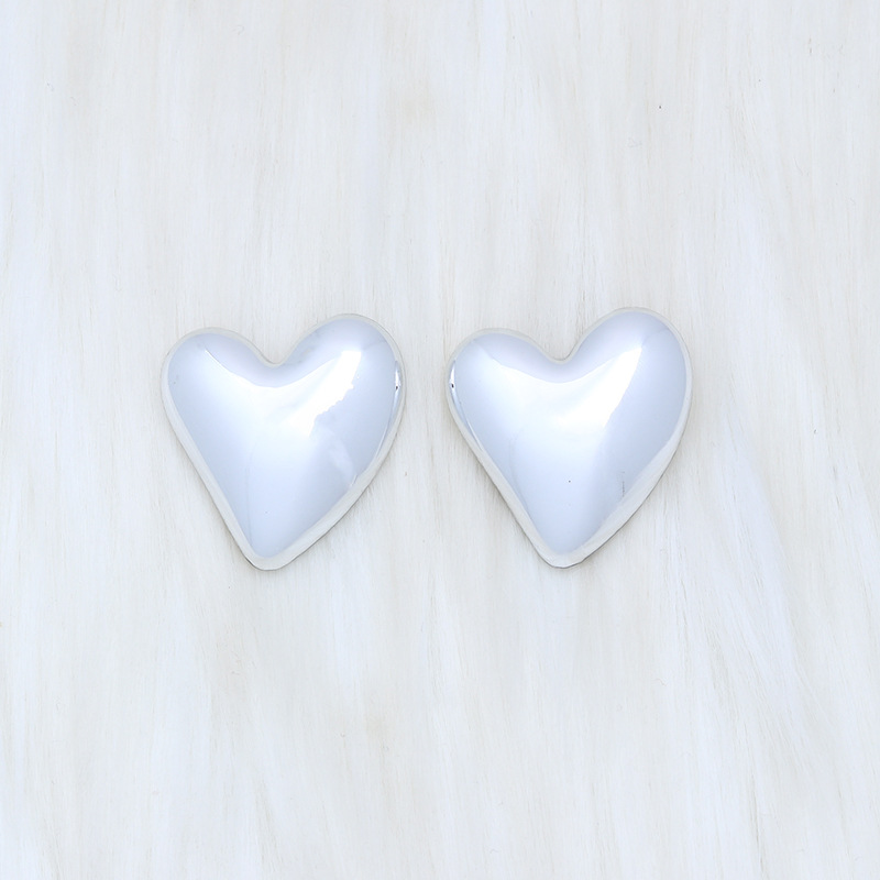 Fashion Electroplated Love-silver Acrylic Geometric Love Earrings