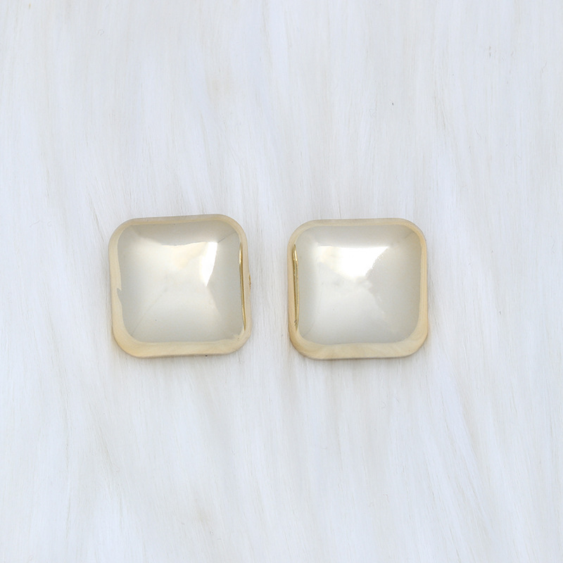 Fashion Electroplated Square - Gold Acrylic Geometric Square Stud Earrings