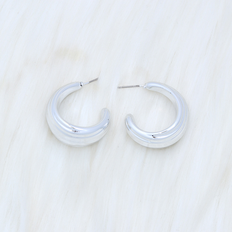Fashion Plating Level Wide C-silver Acrylic Geometric C-shaped Earrings